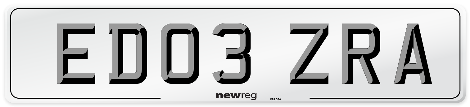 ED03 ZRA Number Plate from New Reg